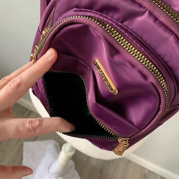 Diamond Quilted Purple Crossbody Sling Bag with Earbud Access - Picture 8 of 10